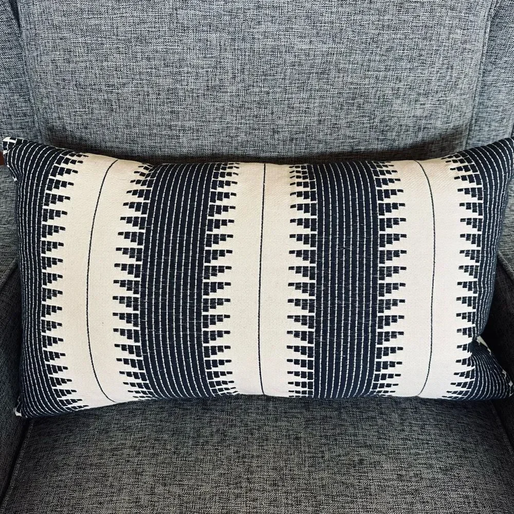 Elements Erin Gates Large Navy Blue Cream Aztec Lumbar Throw Pillow